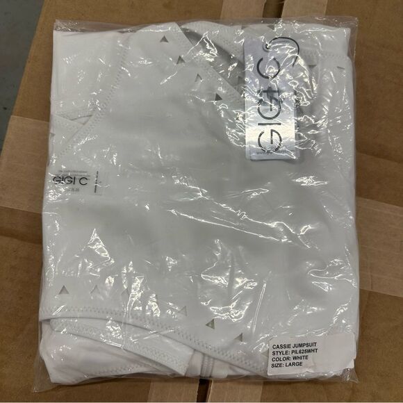 New Gigi C Cassie One Shoulder Cutout Jumpsuit Catsuit White L - Picture 4 of 5